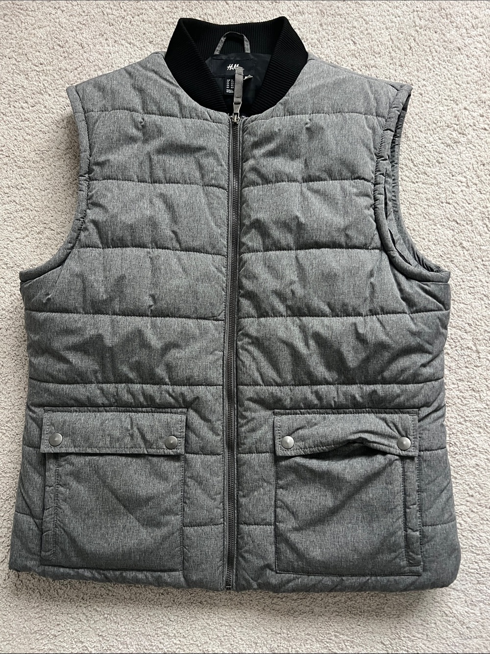 H&M Gray Quilted Sleeveless Puffer Vest